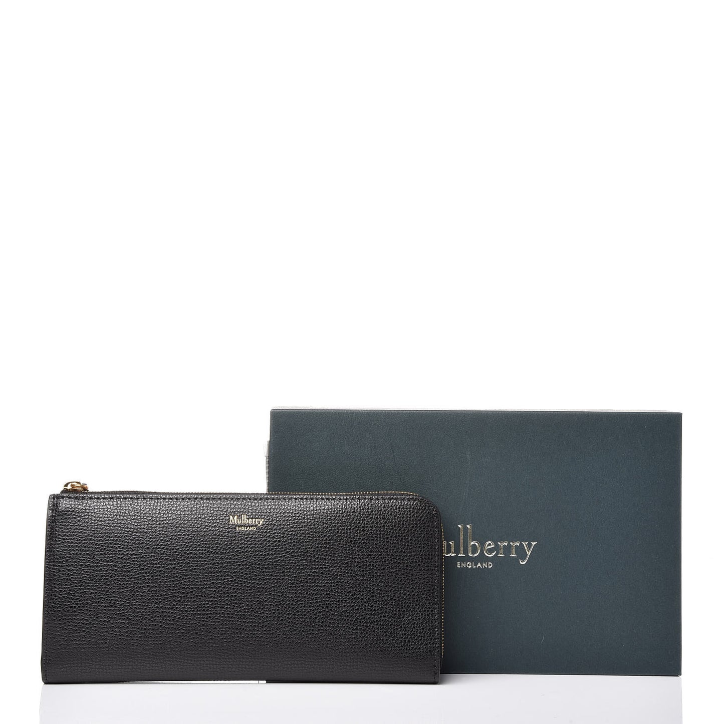 Cross Grain Calfskin Long Part Zip Wallet Black
