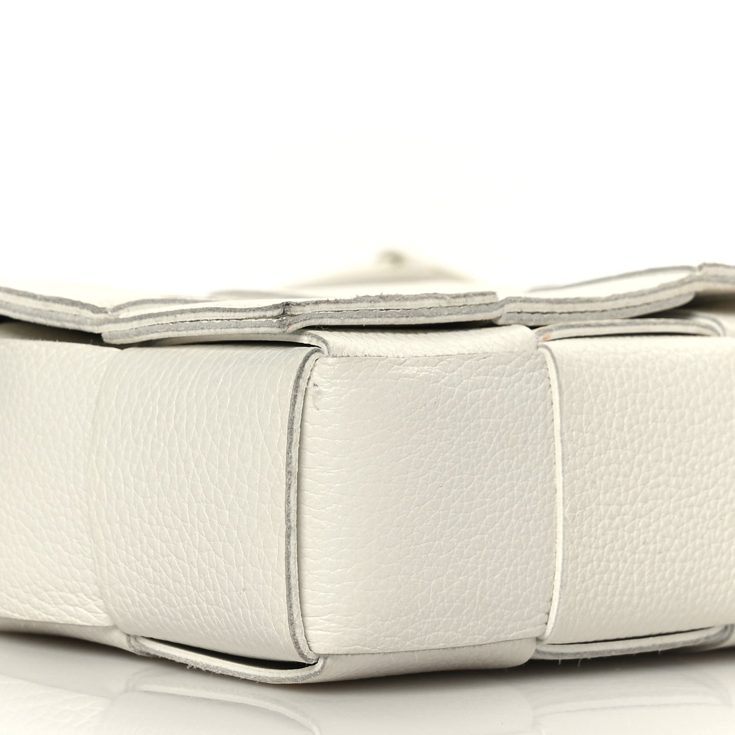 Grained Calfskin Maxi Intrecciato Cassette Crossbody Bag White