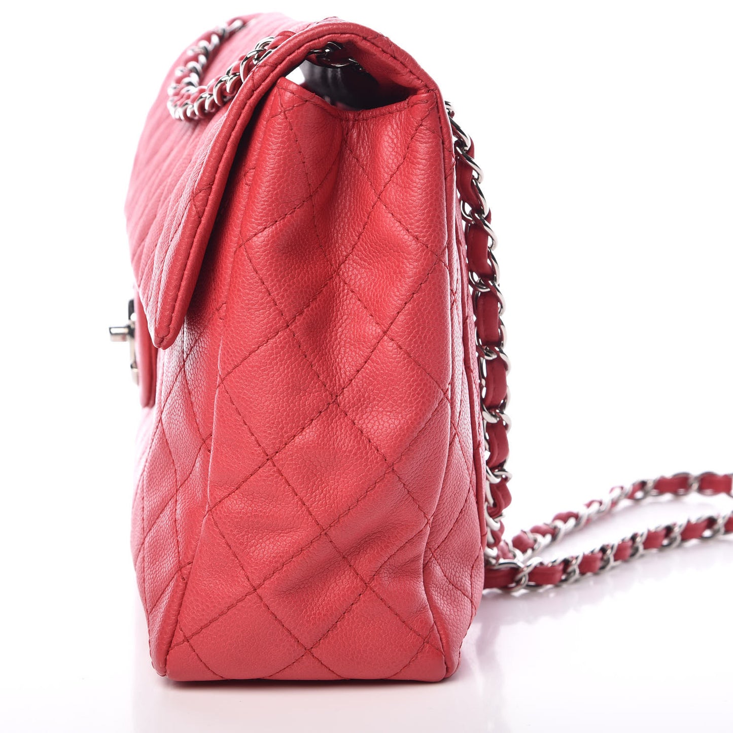 Washed Caviar Quilted Maxi Single Flap Fuchsia