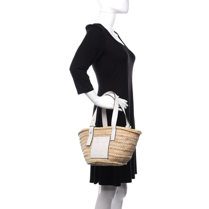 Loewe Raffia Small Basket Tote Bag Natural White 2 of 9