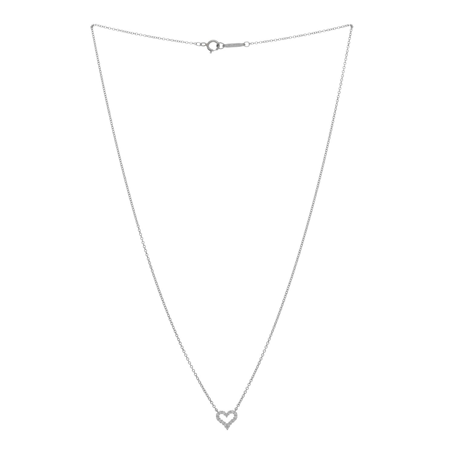 Tiffany Platinum Diamond Extra Mini Heart Pendant Necklace 3 of 4