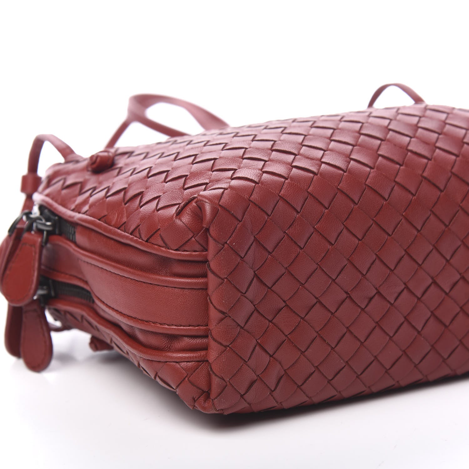 Bottega Veneta Nappa Intrecciato Double Compartment Crossbody Bag China Red 8 of 9