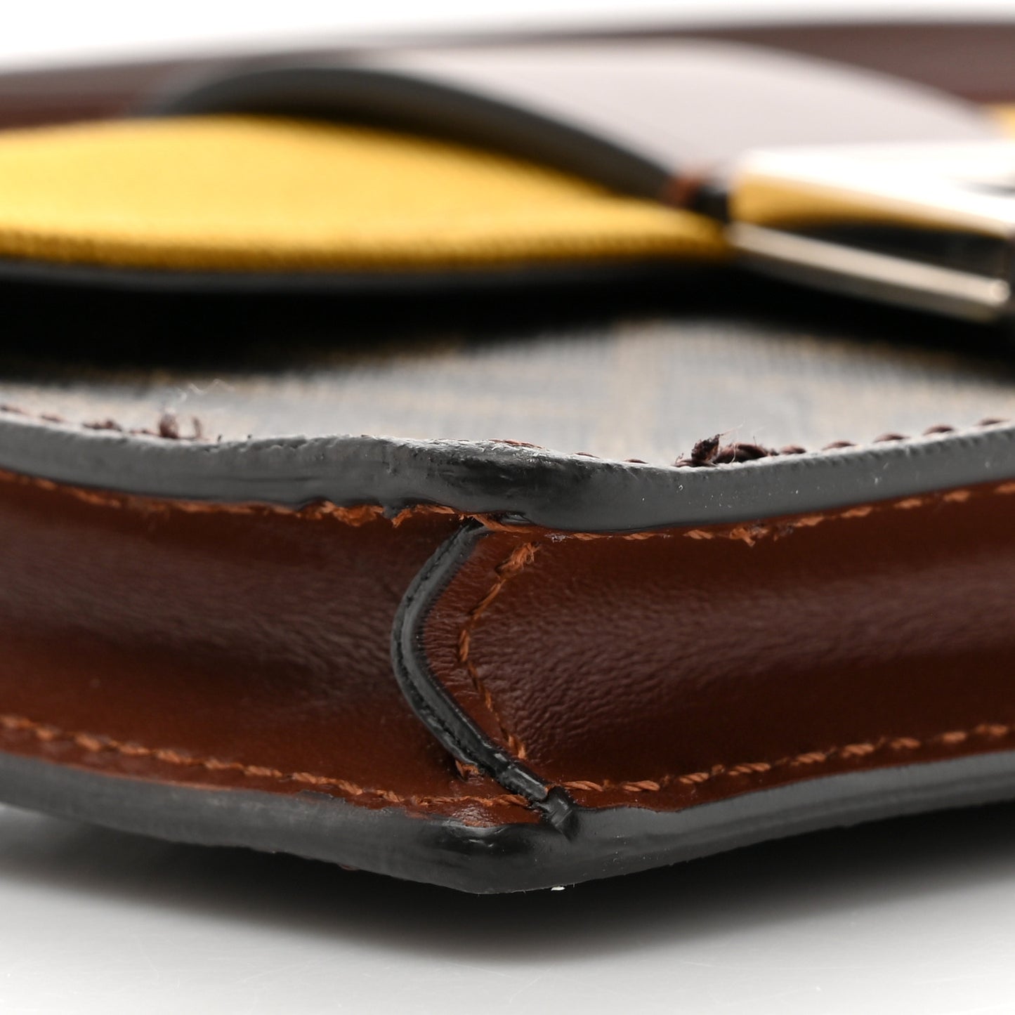 Glazed Fabric Cotton Vitello King Aura FF 1974 Baguette Belt Pouch Tobacco Moro Mimosa Gianda