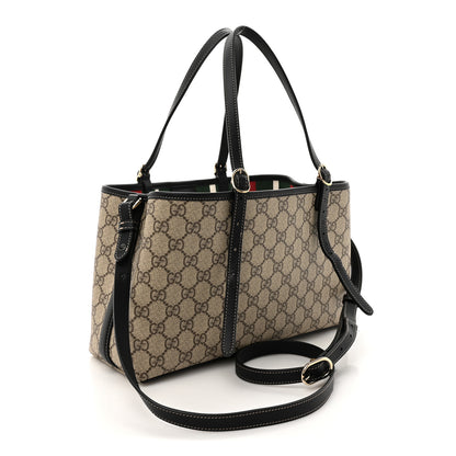 Gucci GG Supreme Monogram Emblem Small Tote Bag Beige Black 3 of 11