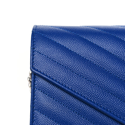 Saint Laurent Grain De Poudre Matelasse Chevron Monogram Chain Wallet Blue Majorelle 11 of 11