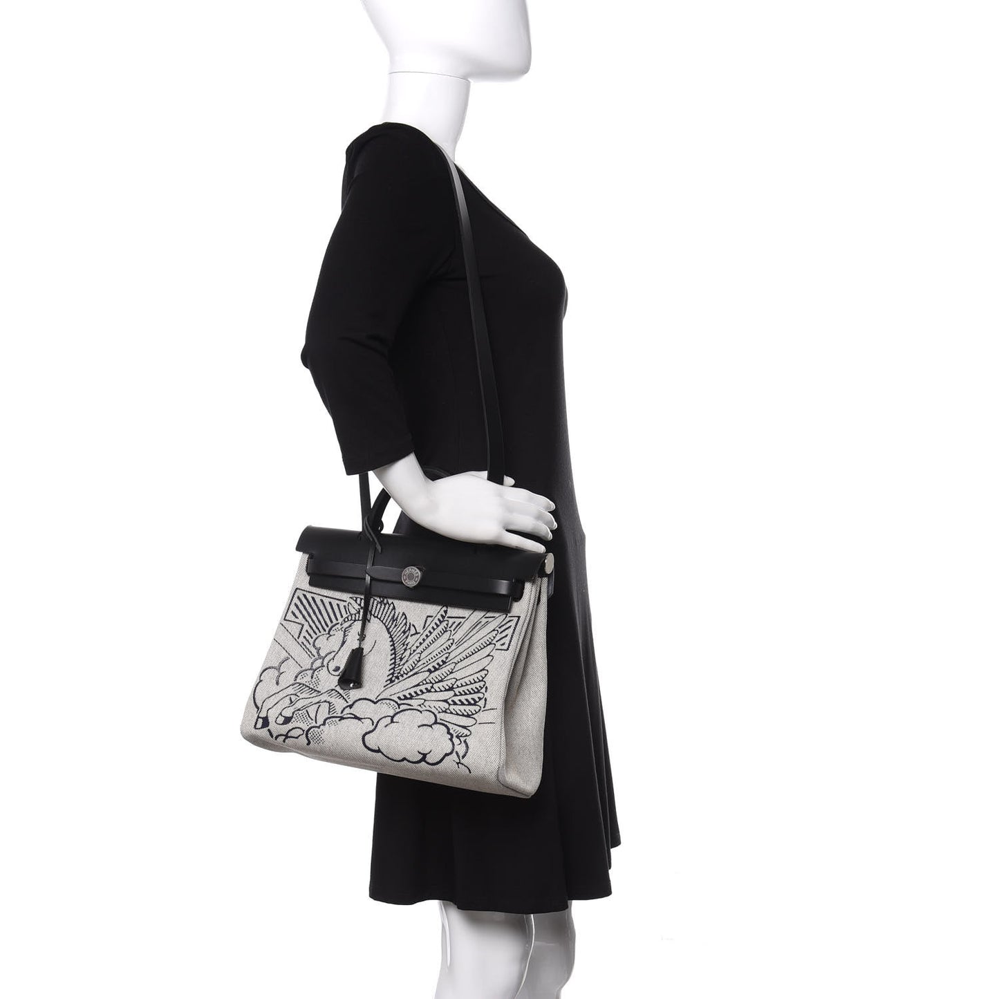Vache Hunter Toile H Pegase Pop Herbag Zip Retourne 31 PM Bleu Indigo Ecru Black