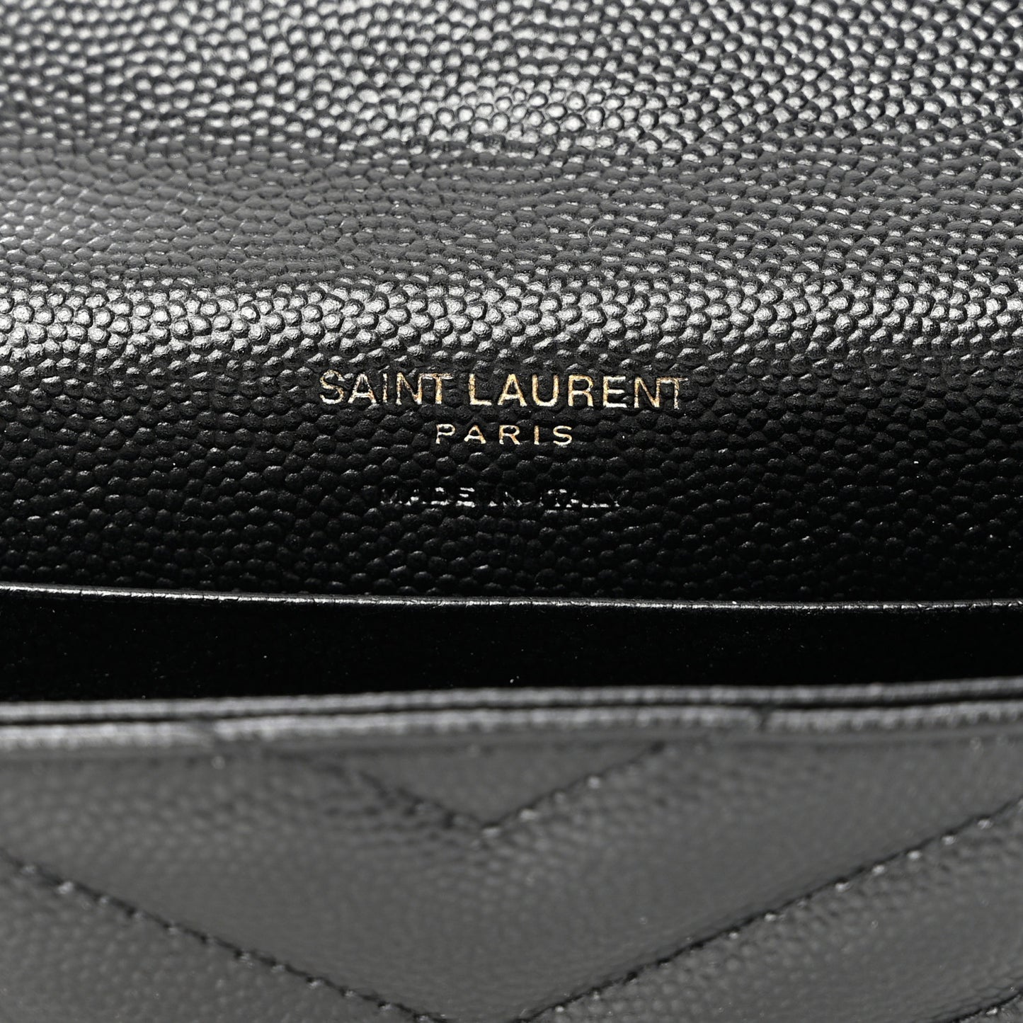 Grain De Poudre Matelasse Chevron Small Monogram Envelope Wallet Black