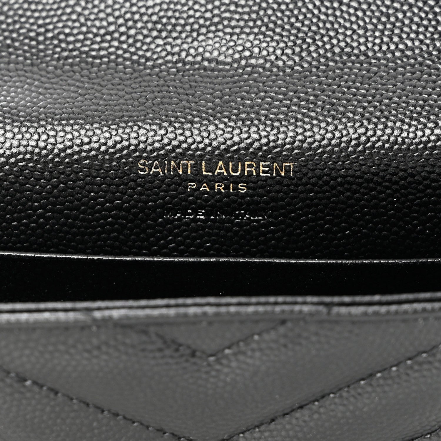 Saint Laurent Grain De Poudre Matelasse Chevron Small Monogram Envelope Wallet Black 6 of 6