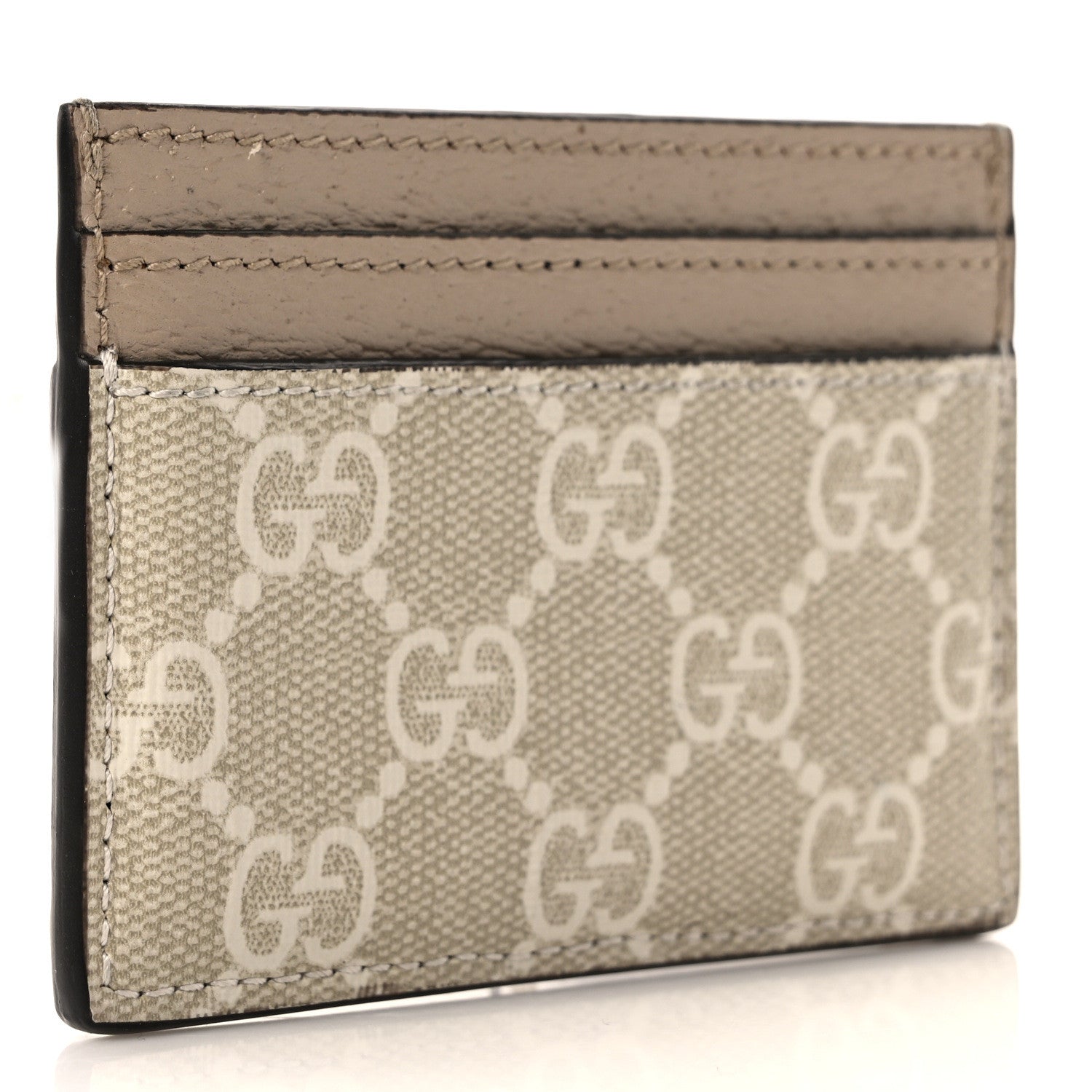 Gucci GG Supreme Monogram Textured Calfskin Web Ophidia Card Holder Beige Ebony Mystic White 3 of 7