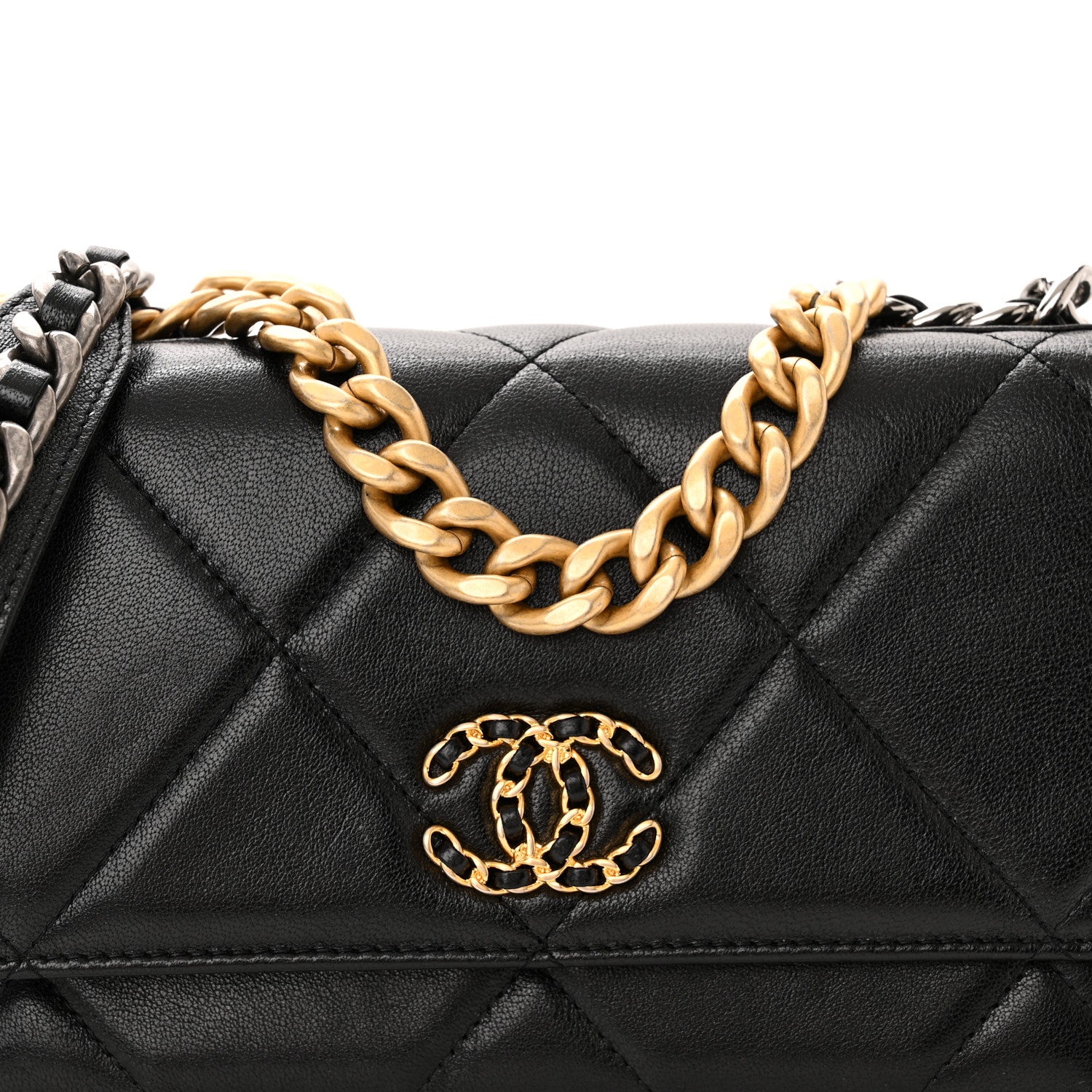 Chanel Goatskin Quilted Chanel 19 Wallet On Chain WOC Black 8 of 11