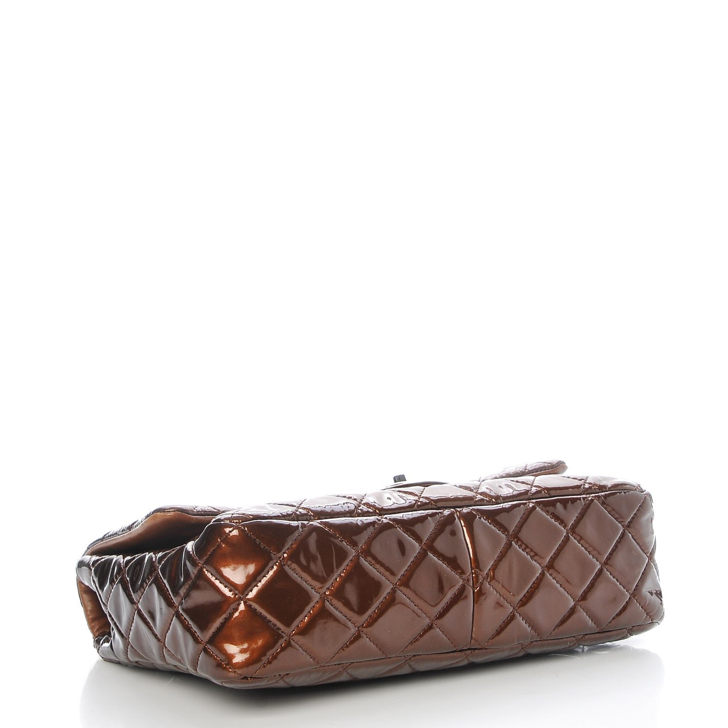 Chanel Metallic Patent Quilted Jumbo Single Flap Bronze 4 of 8