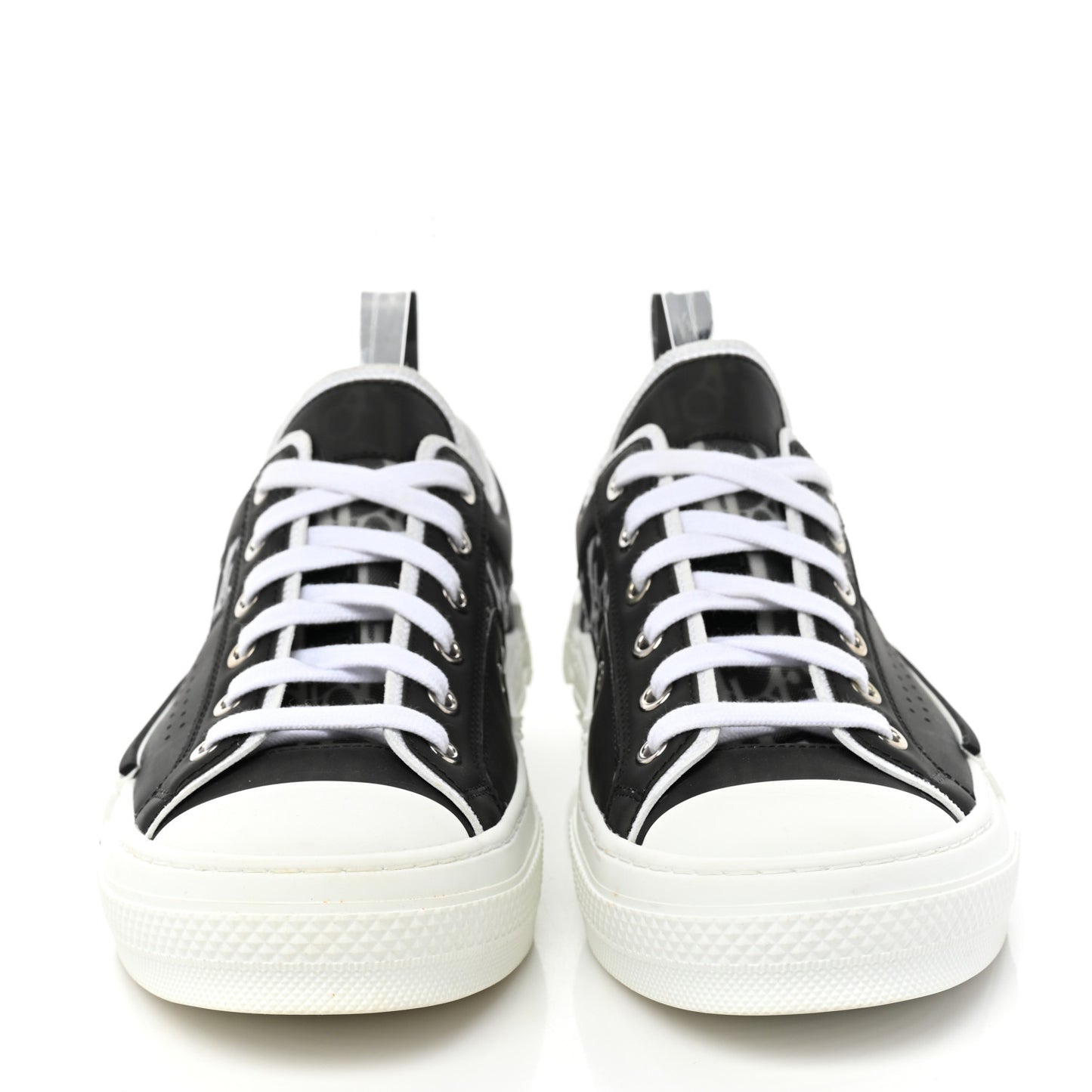 Technical Canvas Mesh Oblique Printed Mens B23 Low Top Sneakers 40 Black White