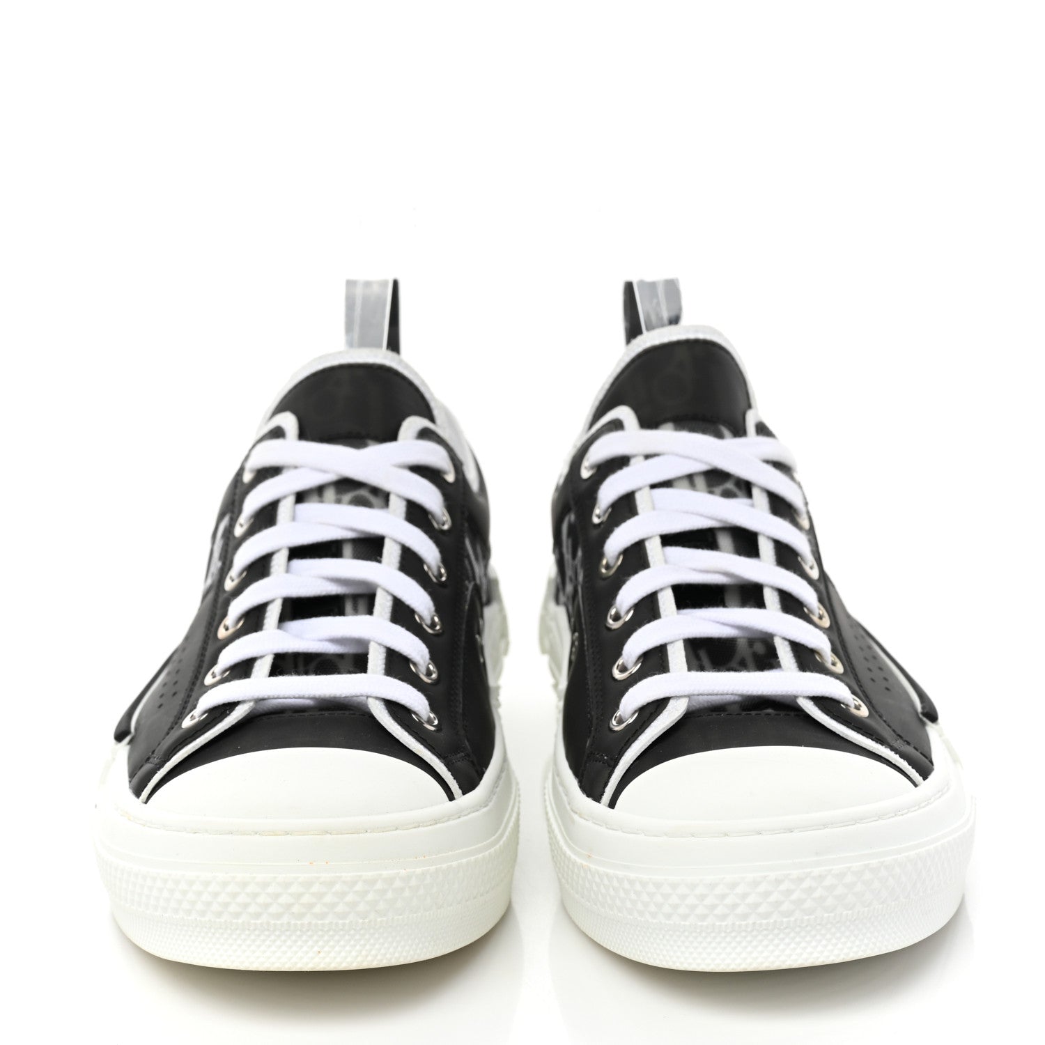 Christian Dior Technical Canvas Mesh Oblique Printed Mens B23 Low Top Sneakers 40 Black White 2 of 10