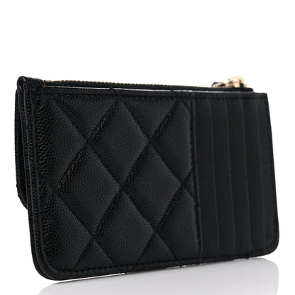 Chanel Caviar Quilted Flap Zip Card Holder Black 3 of 8