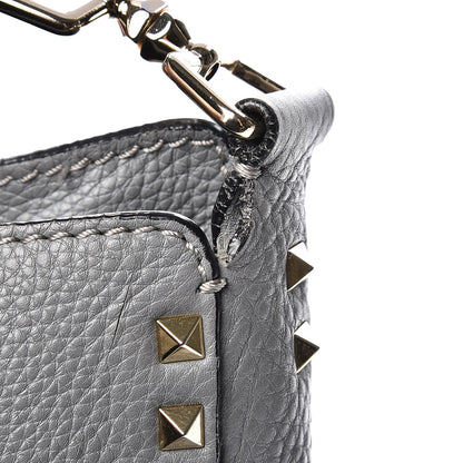 Valentino Garavani Pebbled Calfskin Large Rockstud Flip-Lock Messenger Bag Grey 10 of 14