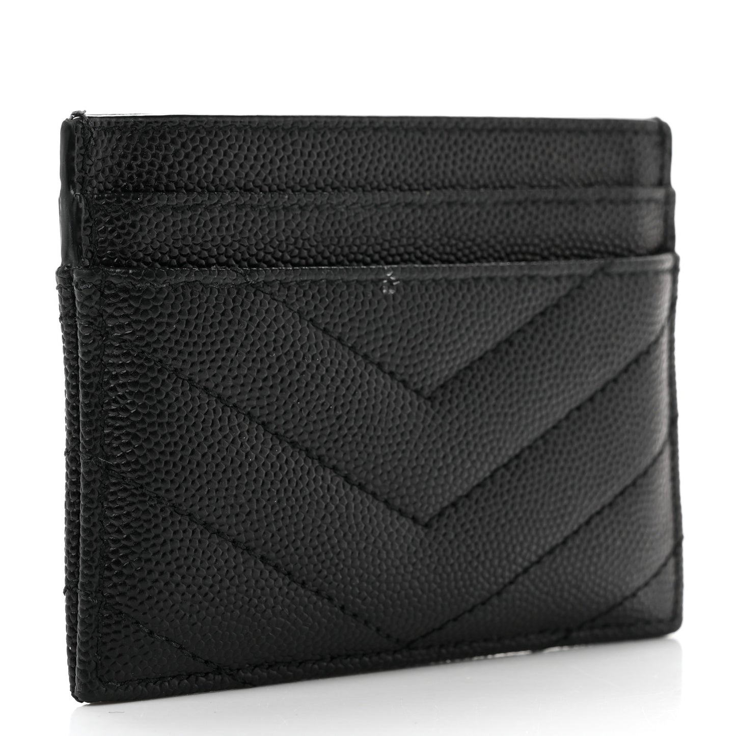 Grain De Poudre Matelasse Chevron Monogram Credit Card Case Black