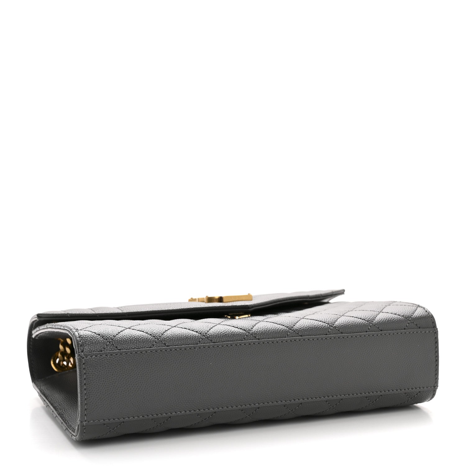 Saint Laurent Grain De Poudre Textured Mixed Matelasse Medium Triquilt Monogram Satchel Storm 4 of 11
