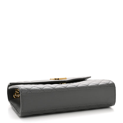 Saint Laurent Grain De Poudre Textured Mixed Matelasse Medium Triquilt Monogram Satchel Storm 4 of 11