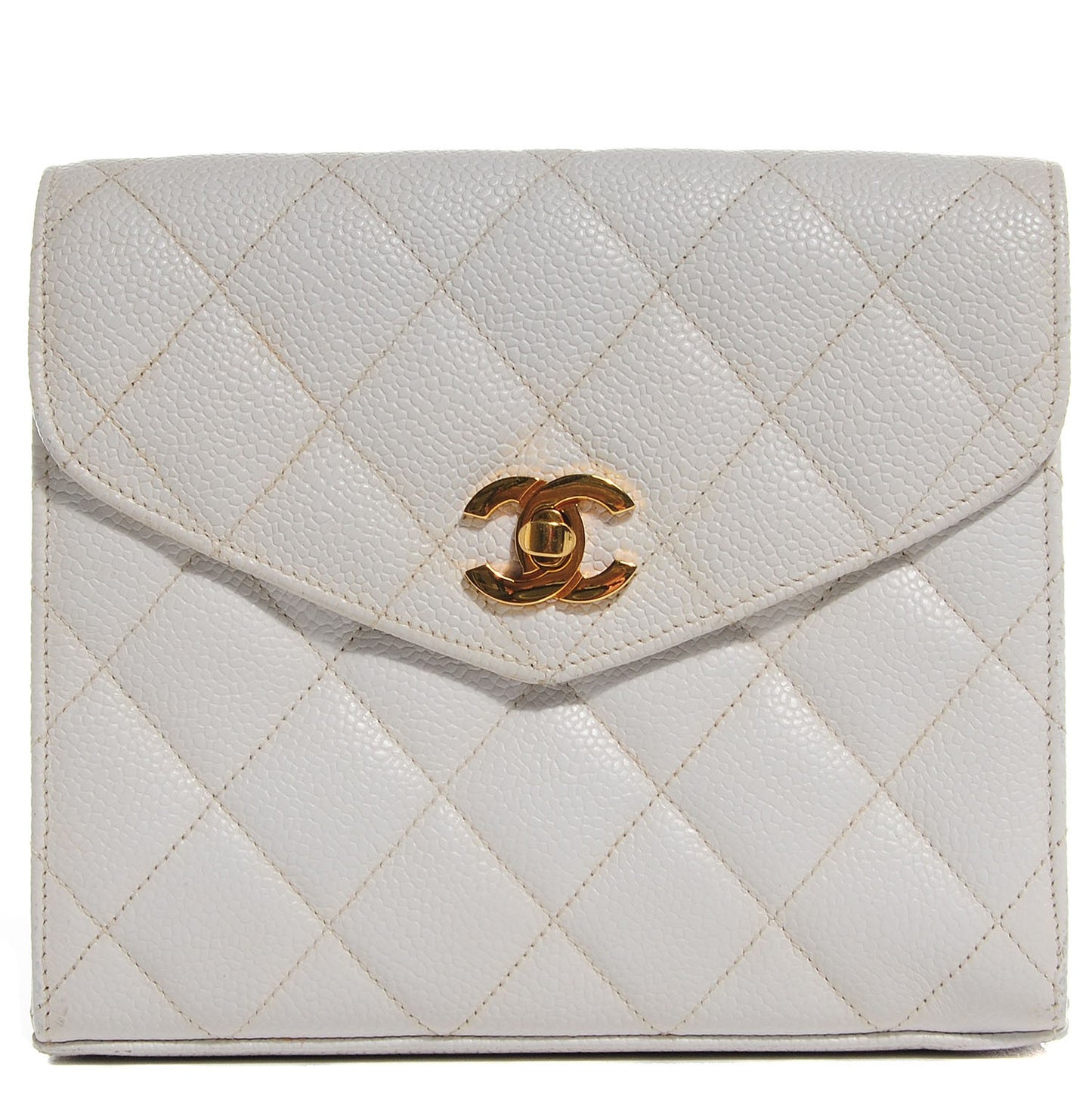 Caviar Quilted Crossbody Bag White