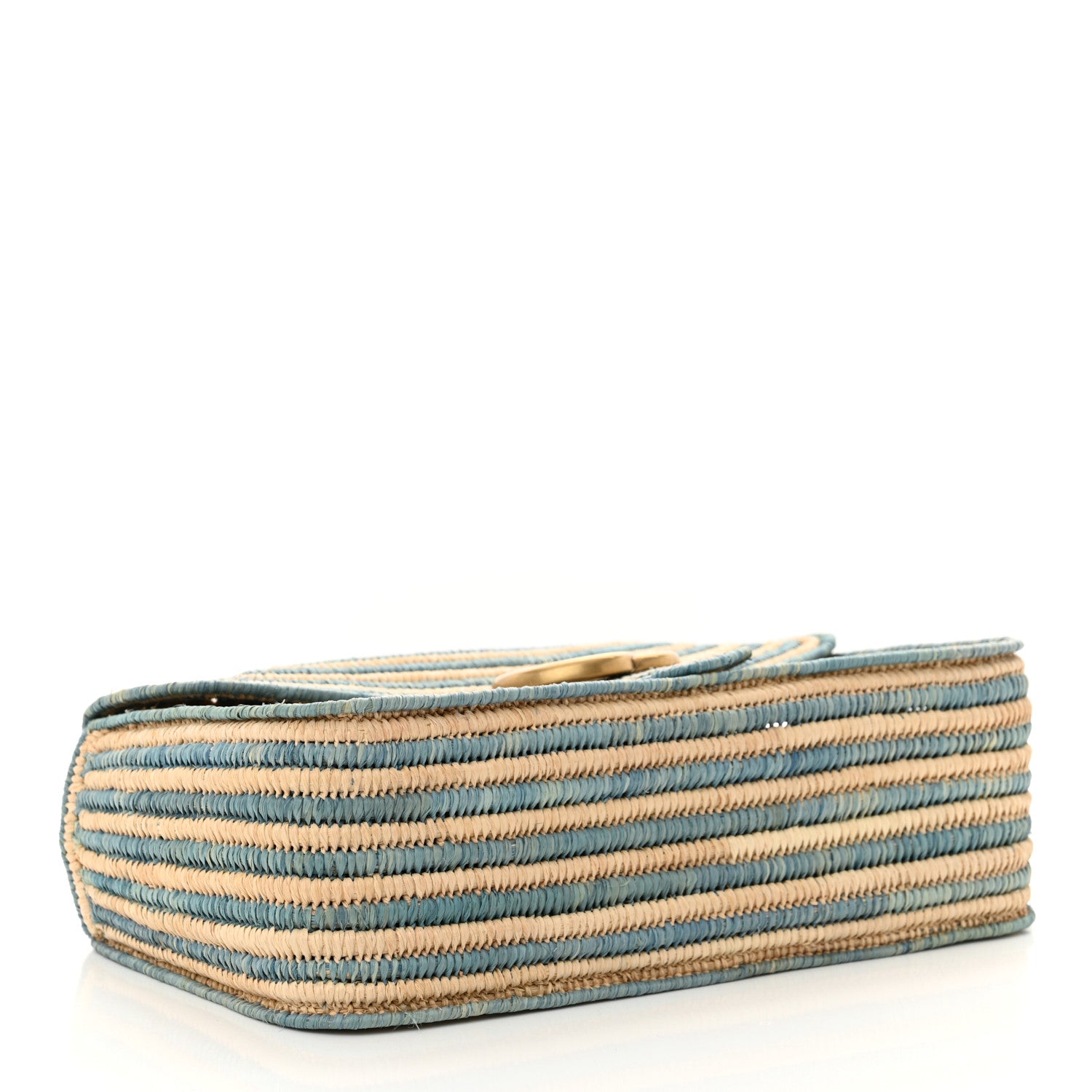 Gucci Raffia Woven Small GG Marmont Shoulder Bag Natural Light Blue 4 of 11