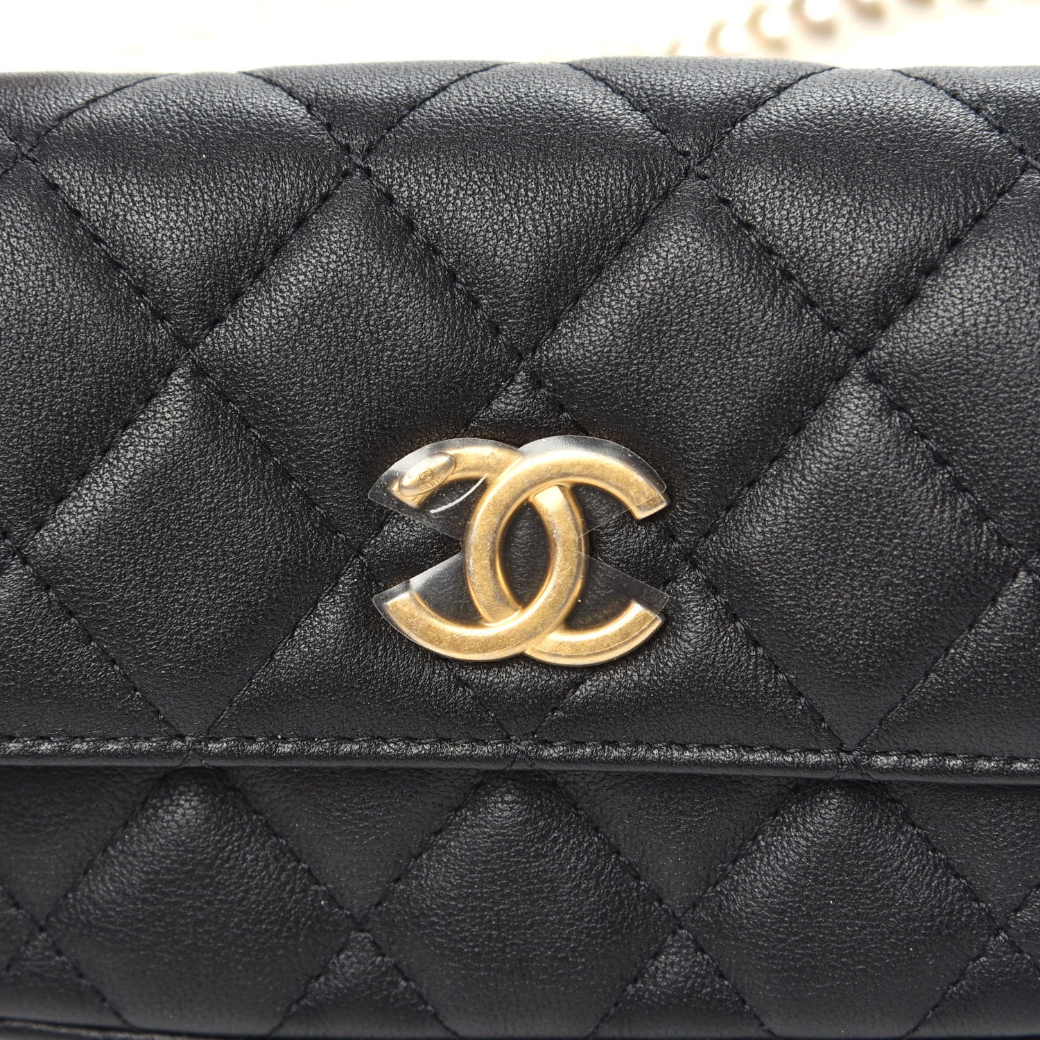 Chanel Calfskin Quilted About Pearls Card Holder Flap With Chain Black 11 of 12