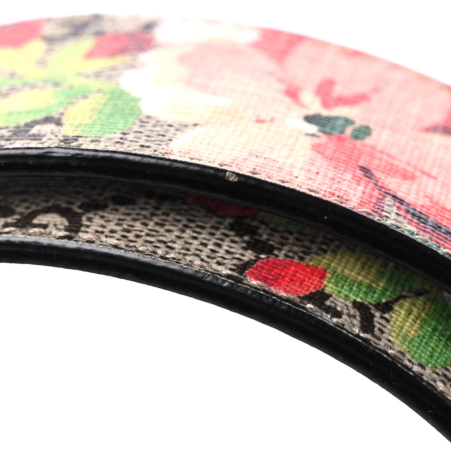 GG Supreme Monogram Blooms Moon Calfskin Interlocking G 37mm Belt 75 30 Beige Ebony Multicolor Dry Rose