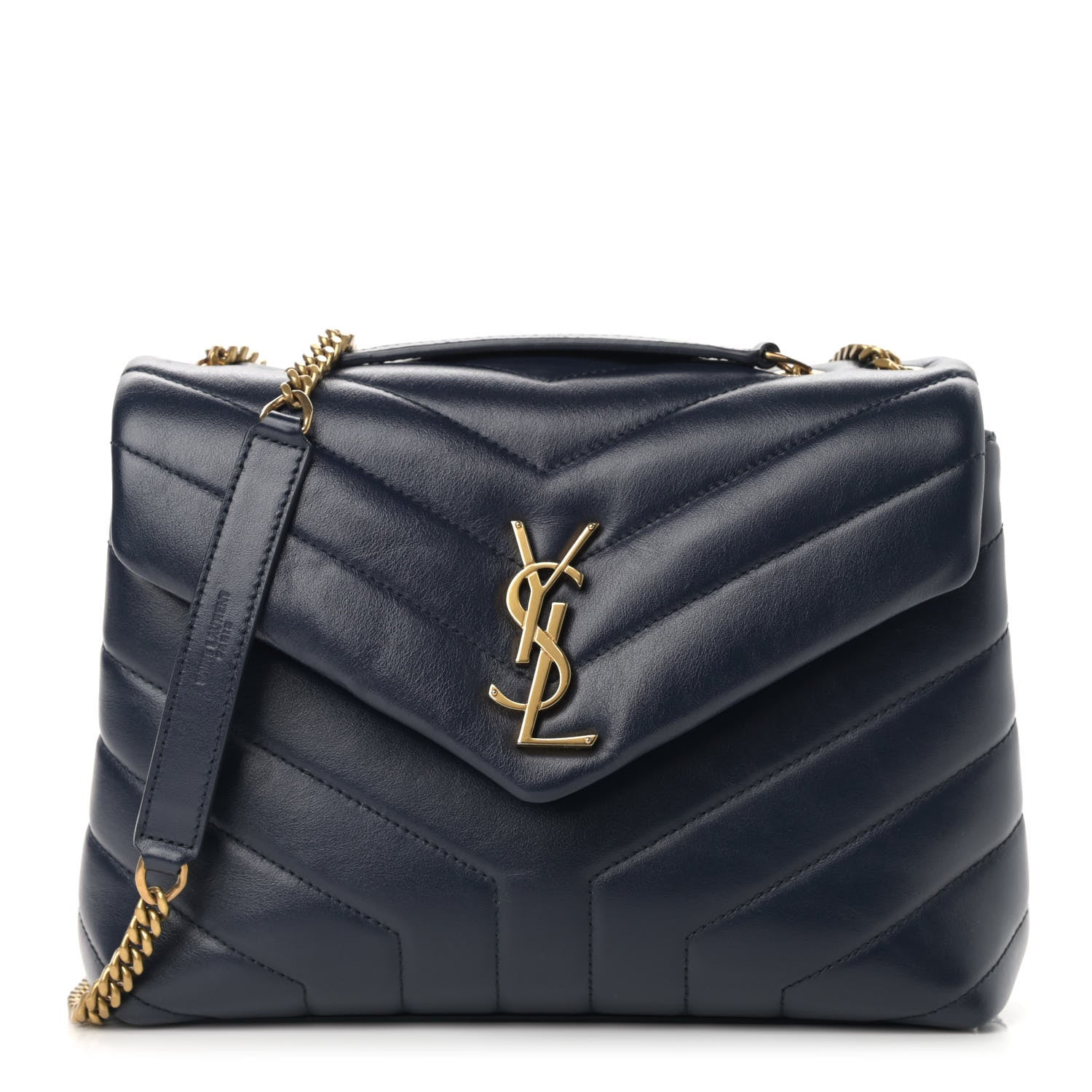 Saint Laurent Calfskin Y Quilted Monogram Small Loulou Chain Satchel Denim Brut 1 of 13