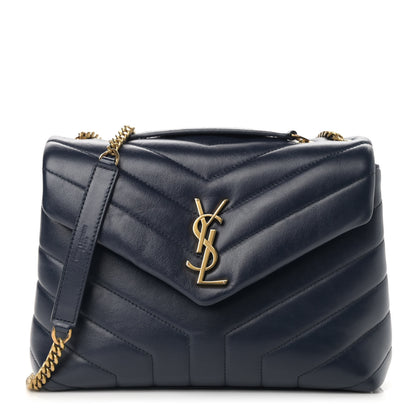 Saint Laurent Calfskin Y Quilted Monogram Small Loulou Chain Satchel Denim Brut 1 of 13