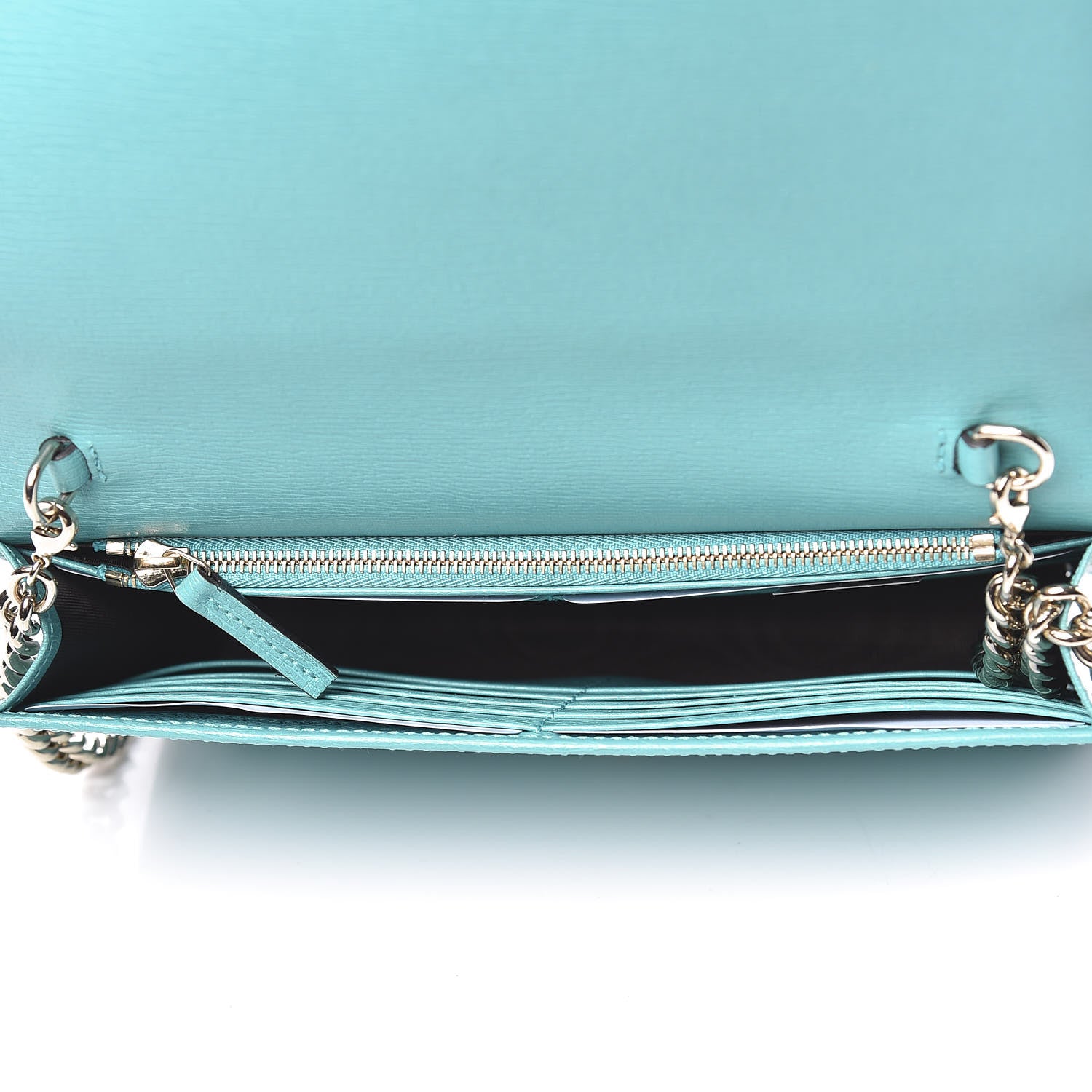 Gucci Shangai Calfskin Medium Betty Chain Wallet Fresia Blue 7 of 10