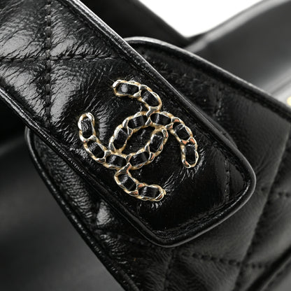 Chanel Lambskin Quilted Velcro Dad Chain CC Slide Sandals 36 Black 10 of 10