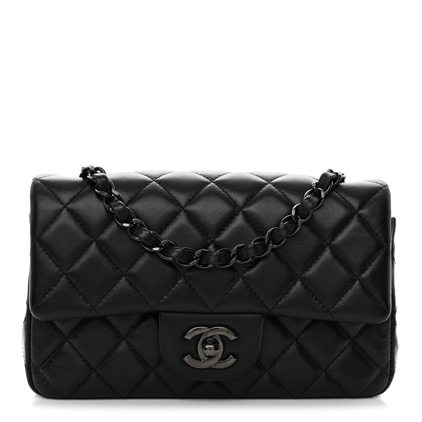 Lambskin Quilted Mini Rectangular Flap So Black