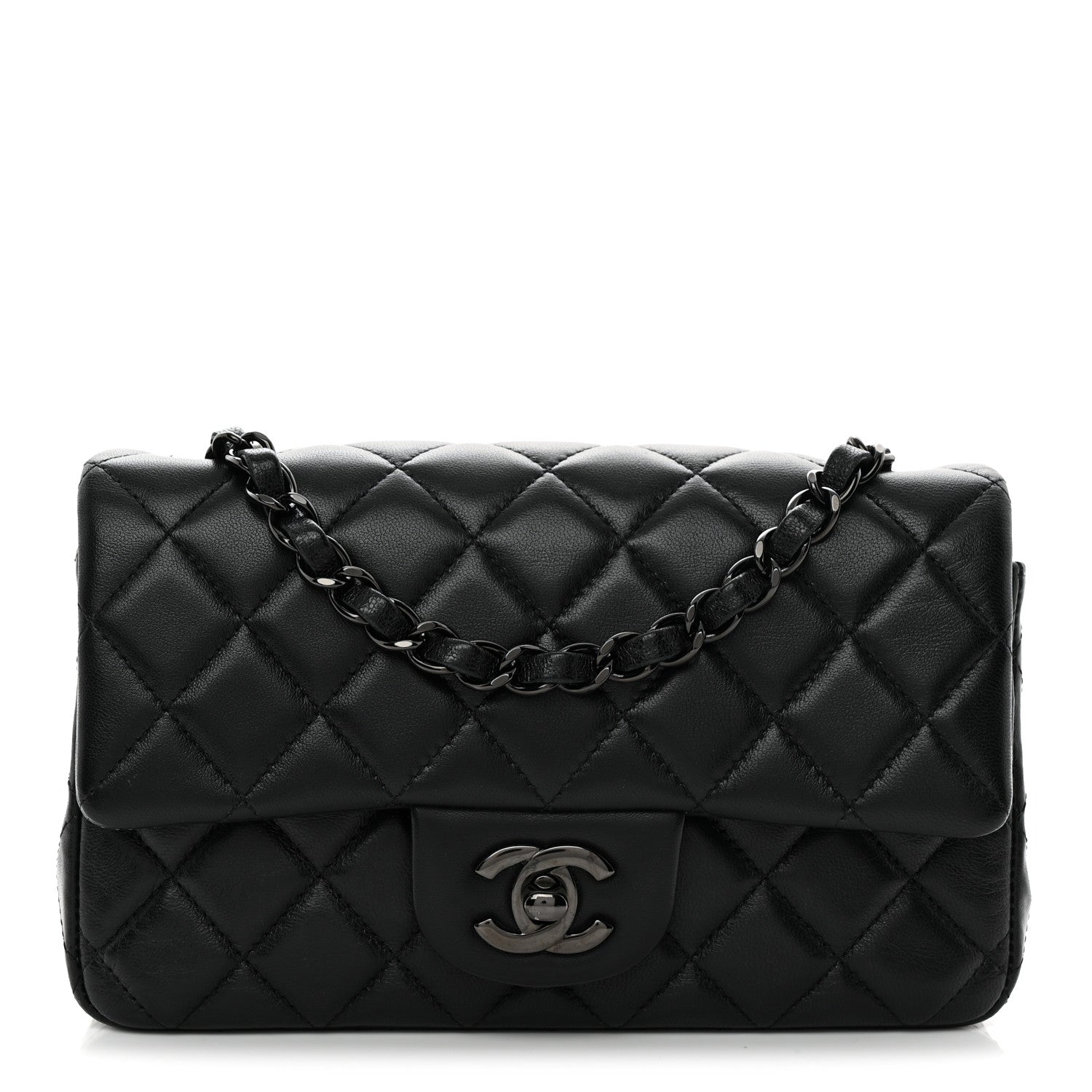 Chanel Lambskin Quilted Mini Rectangular Flap So Black 1 of 14