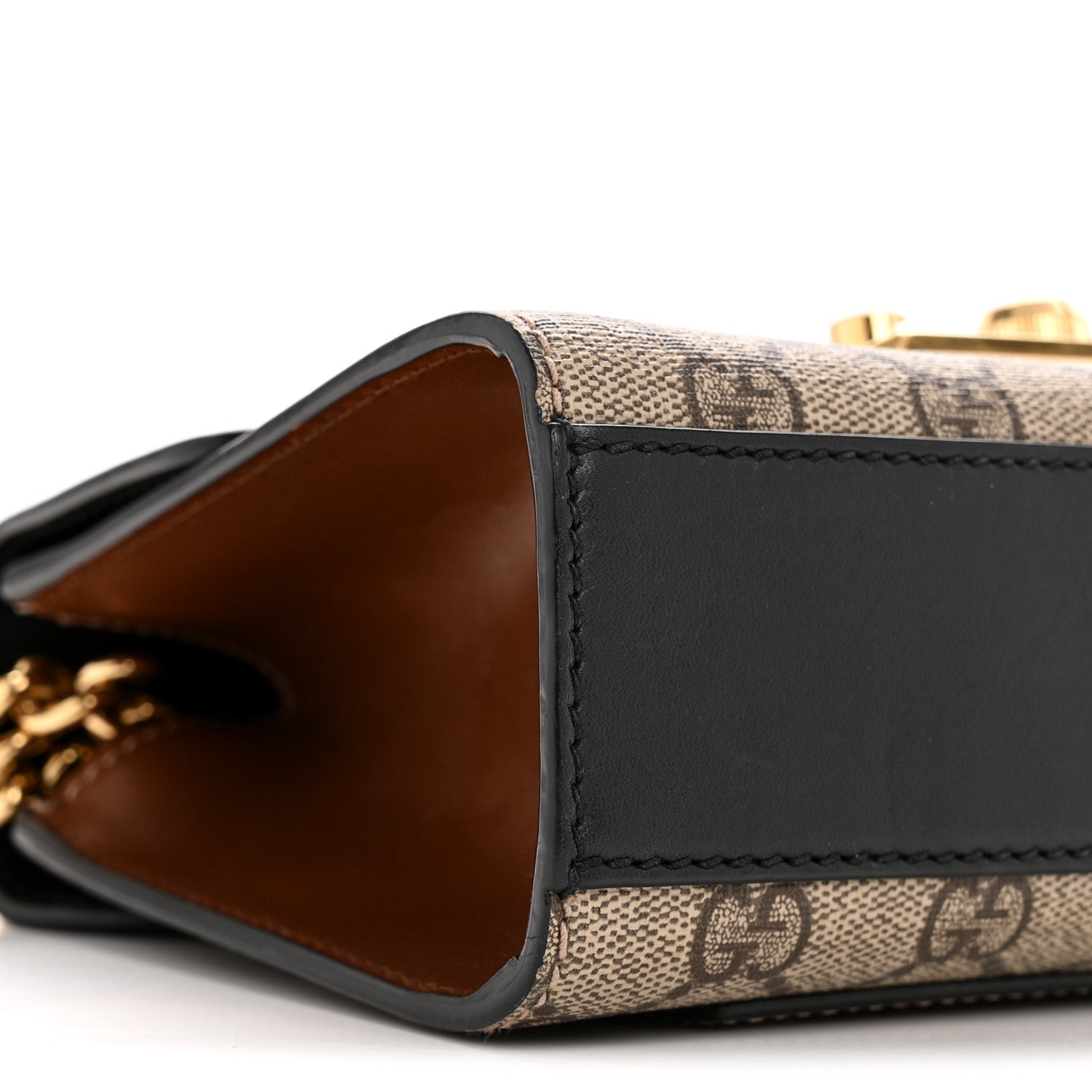 Gucci GG Supreme Monogram Calfskin Small Padlock Shoulder Bag Beige Black Cuir 9 of 13