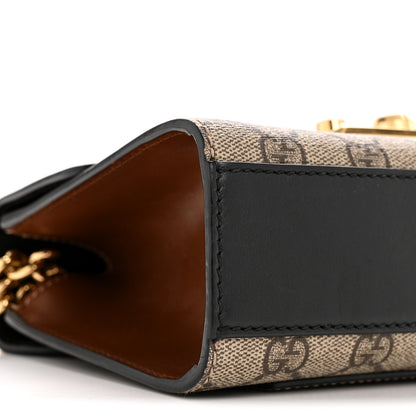 Gucci GG Supreme Monogram Calfskin Small Padlock Shoulder Bag Beige Black Cuir 9 of 13