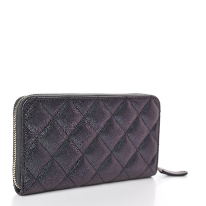 Chanel Iridescent Caviar Quilted Medium Zip Around Wallet Black 3 of 9
