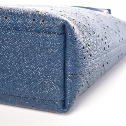 Chanel Perforated Grained Calfskin Large Shopping Tote Blue 9 of 9
