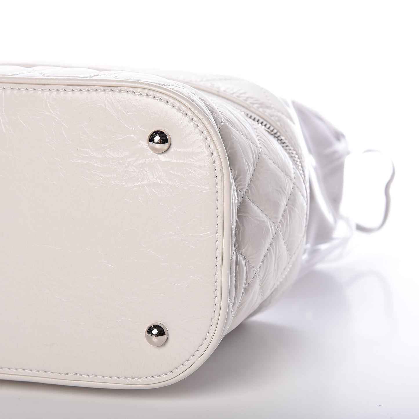 Crumpled Calfskin PVC Quilted Backpack White