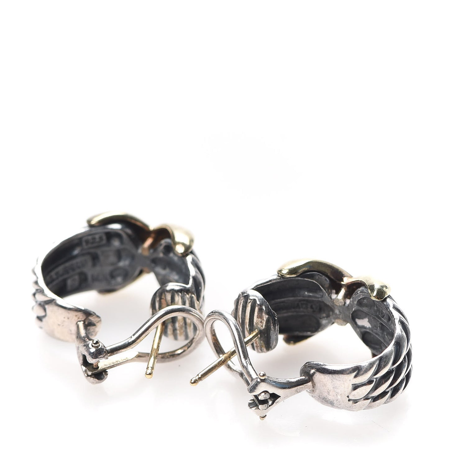 Sterling Silver 14K Yellow Gold Cable Classics X Earrings
