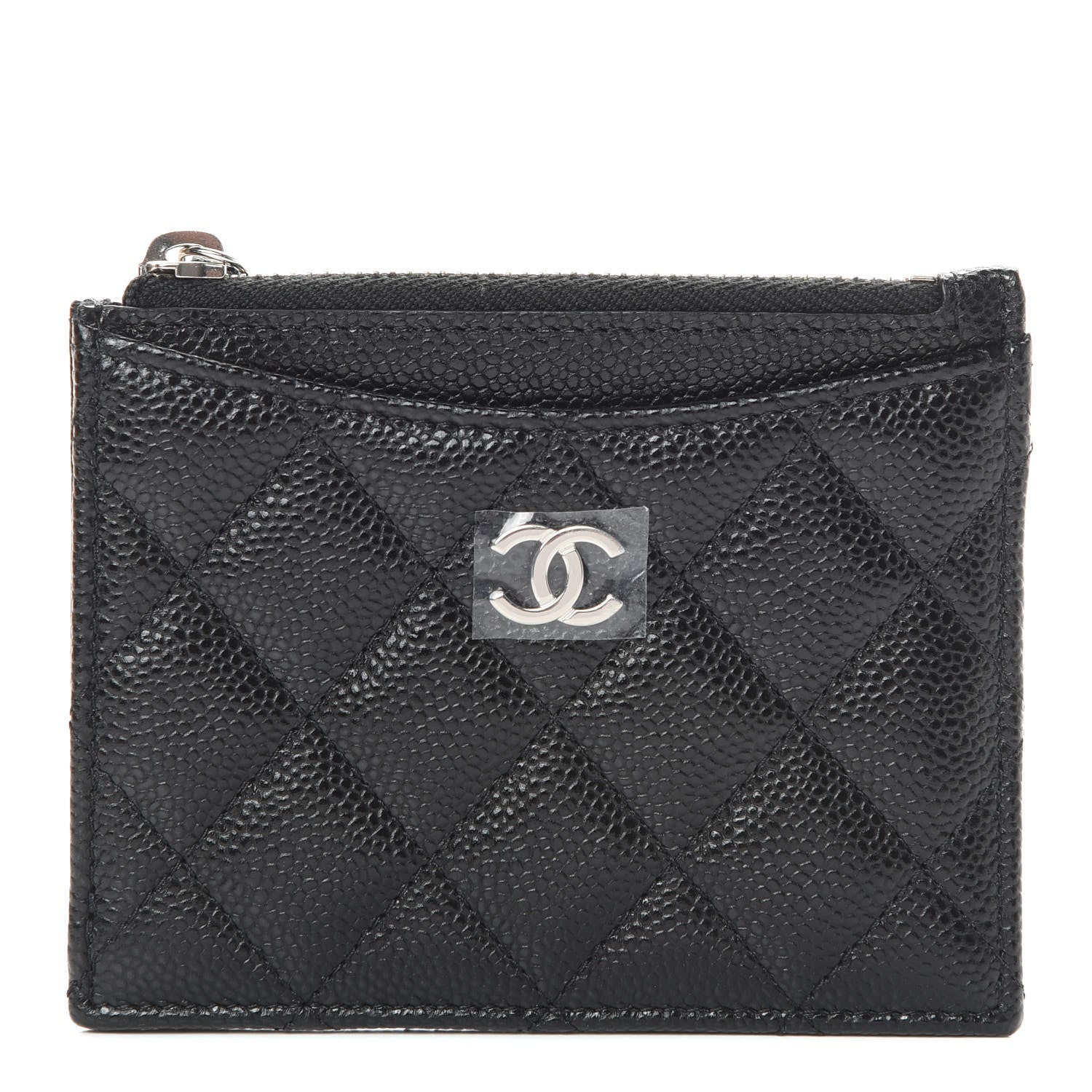 Chanel Caviar Quilted CC Zip Card Holder Black 1 of 8