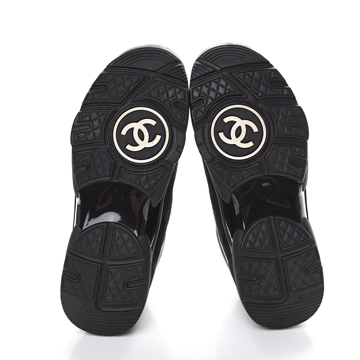Chanel Velour Tweed CC Sneakers 38.5 Black Gold 5 of 10