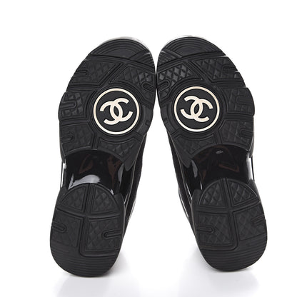 Chanel Velour Tweed CC Sneakers 38.5 Black Gold 5 of 10