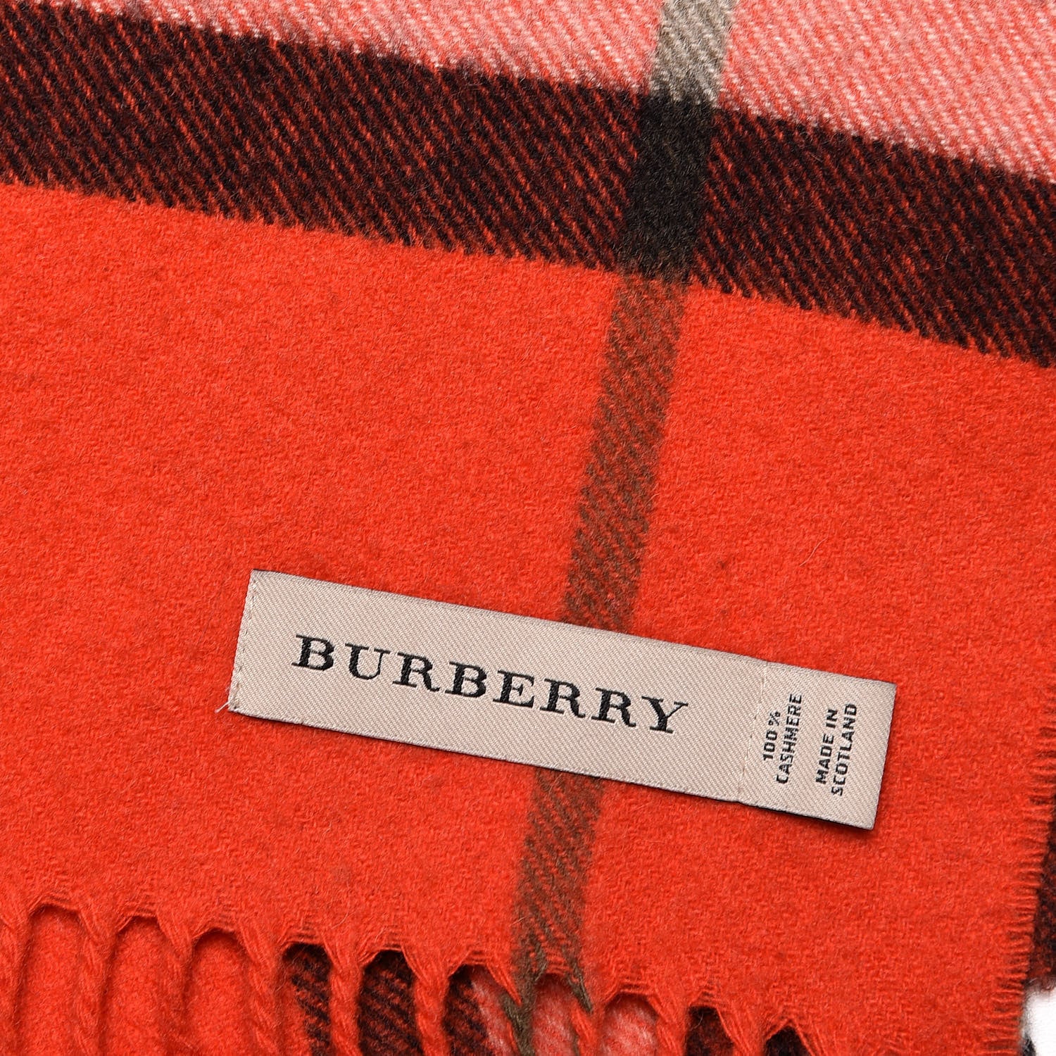 Burberry Cashmere Giant Heritage Check Fringe Scarf Red 4 of 4