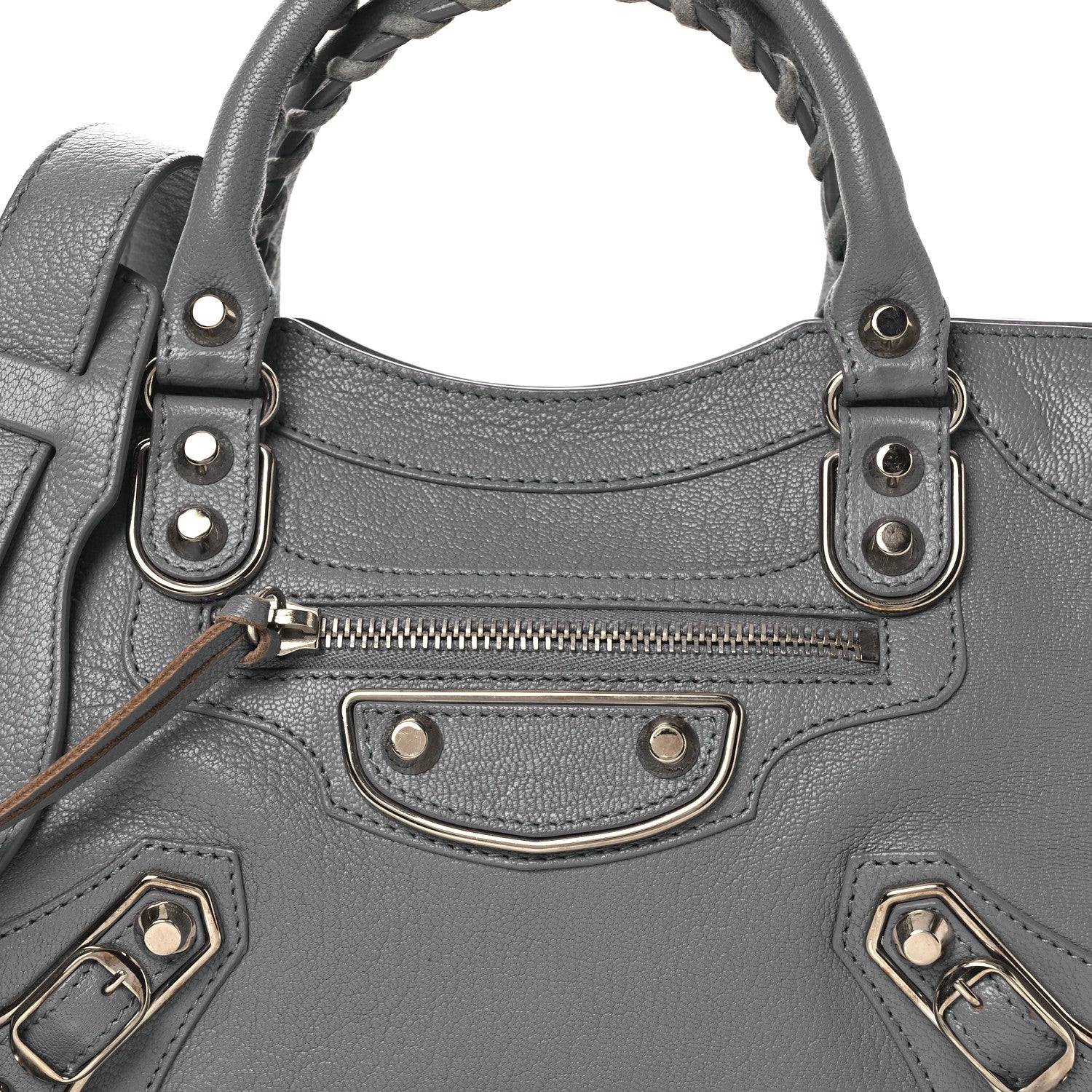 Balenciaga Chevre Silver Metallic Edge Hardware Mini City Bleu Acier 8 of 14