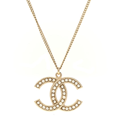 Chanel Pearl CC Pendant Necklace Gold 1 of 5