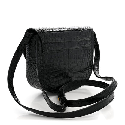 Saint Laurent Crocodile Embossed Calfskin Small Kaia Satchel Black 3 of 11