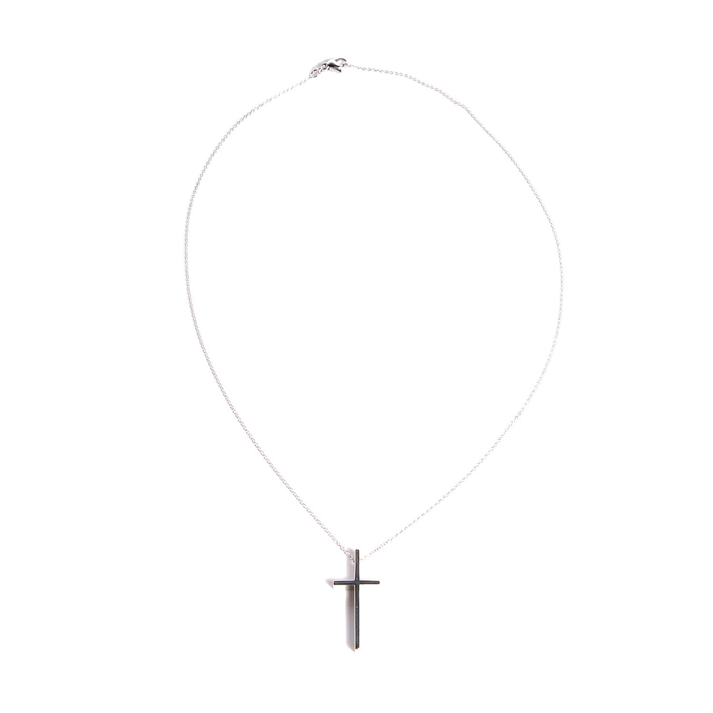 18k White Gold Cross Pendant Necklace