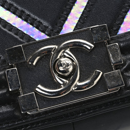 Chanel Lambskin Iridescent PVC Chevron Quilted Medium Boy Flap Black Silver 11 of 11