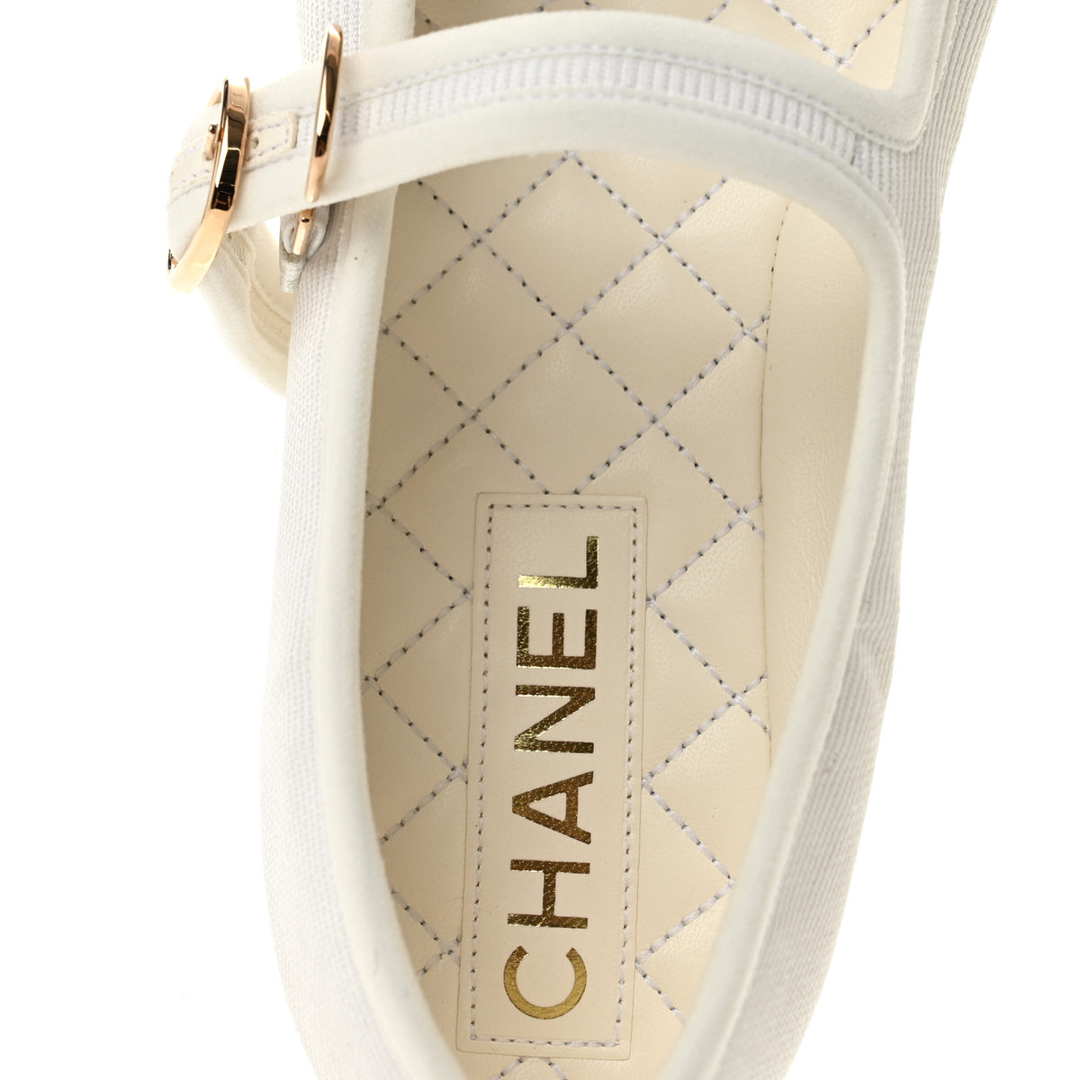 Chanel Canvas Mary Jane Flats 38 White 8 of 9