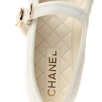 Chanel Canvas Mary Jane Flats 38 White 8 of 9