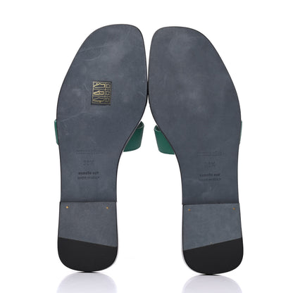 Hermes Epsom Oran Sandals 38.5 Vert Emeraude 5 of 13